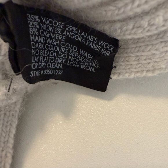 Club Monaco Heather Gray Cashmere/Lambswool Blend Waffle Knit Hooded Sweater SzM - Picture 7 of 12